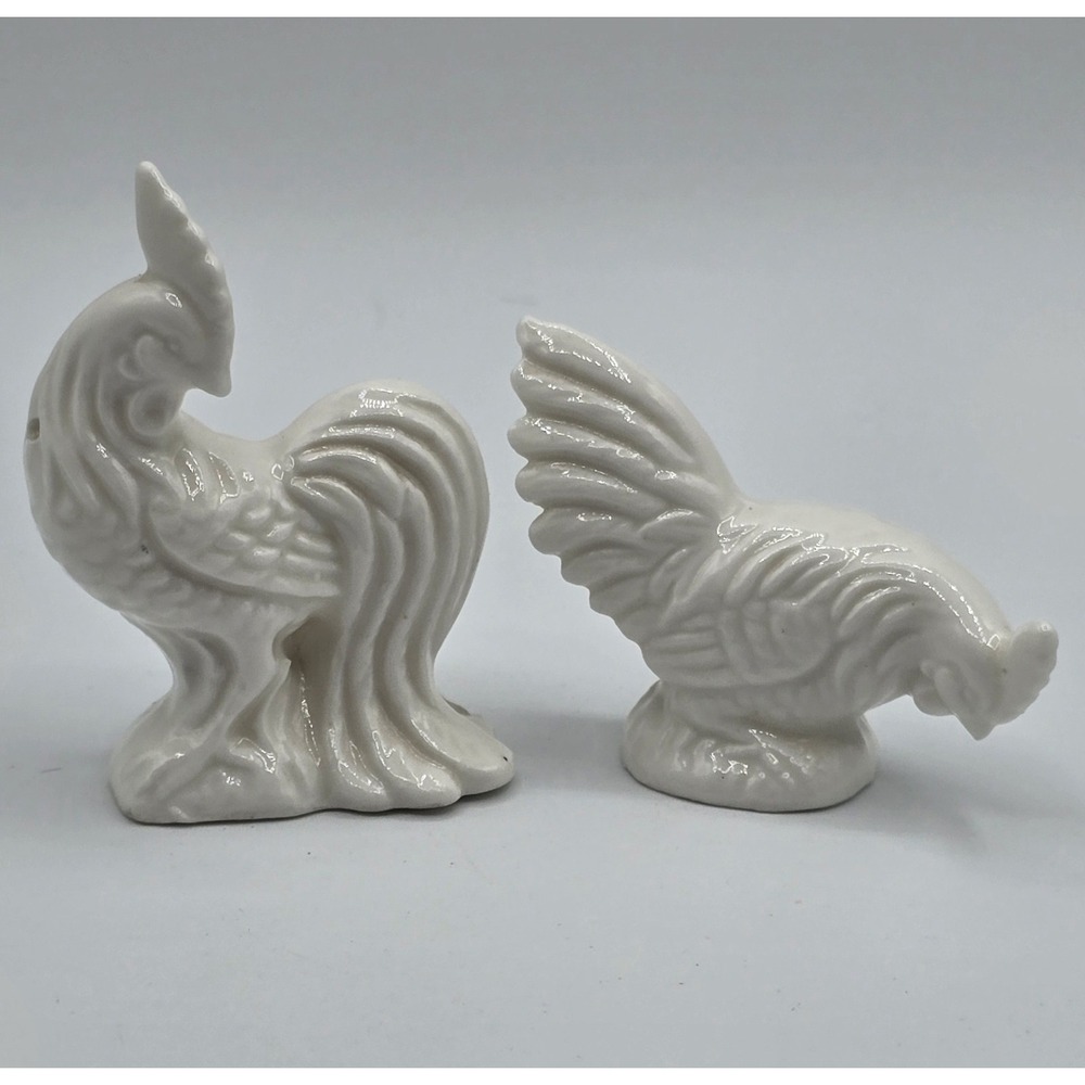 Vintage Bone China Rooster Chicken Salt & Pepper Shaker Set Tabletop‎ Farmhouse